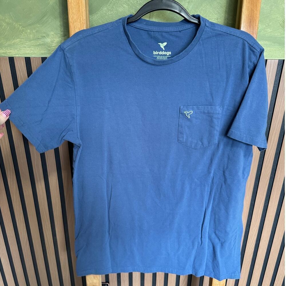 Birddogs Pocket Tee Shirt Short Sleeves Pullover Crewneck Blue Green Size Large